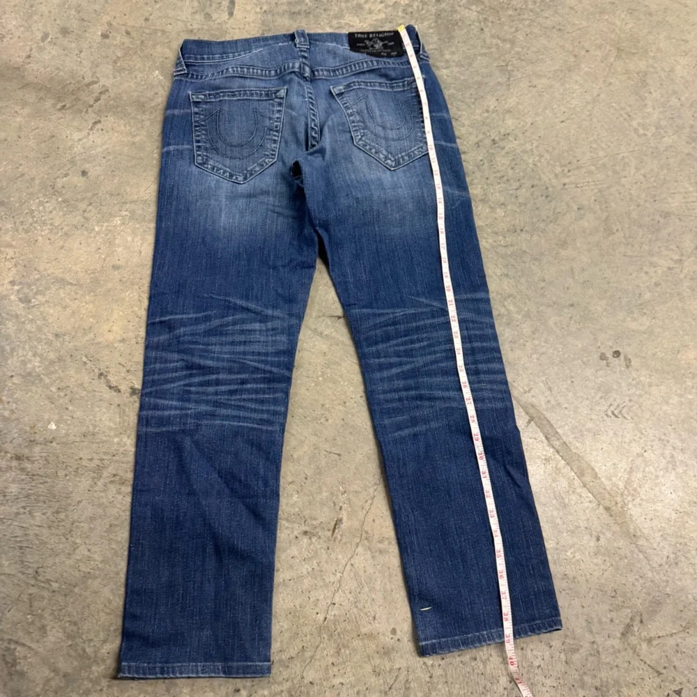 True Religion Men's Geno Straight Slim Blue Jeans Size 32 Classic Y2k Streetwear